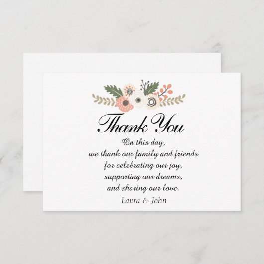 Classique Chic mariage carte de remerciements (Devant / Derrière)