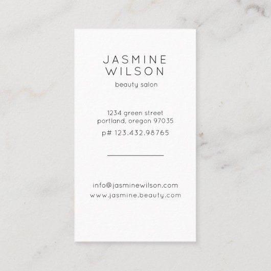 Classique Confetti | Carte de visite minimal (Dos)