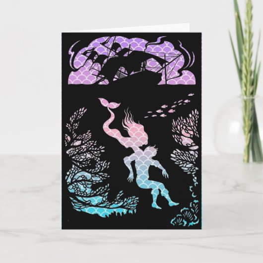 Classique conte de fées de la sirène. Carte vierge (Devant)