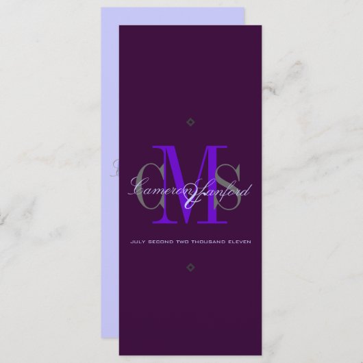 Classique + Contemporain Monogramme Invitations de (Devant / Derrière)