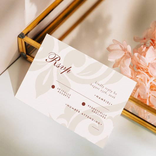 Classique Damask ivoire Sienne Mariage photo RSVP