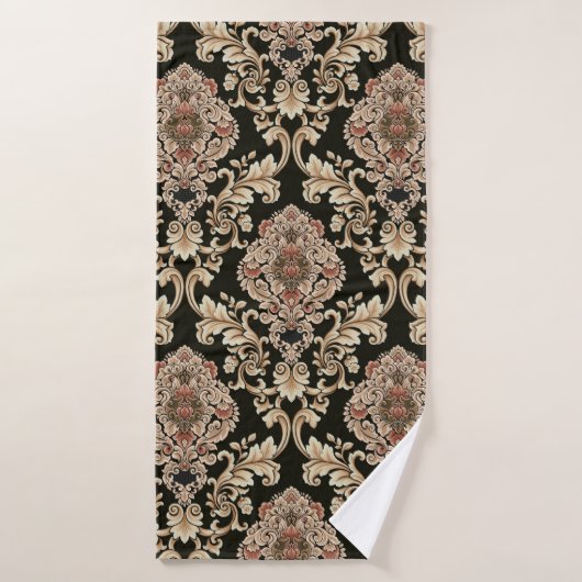 classique damask jacquard motif avec cadre abstrai (Serviette de bain)