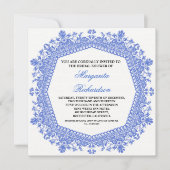 classique élégant blanc damassé invitations de dou (Devant)