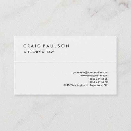 Classique Elegant Blanc Professionnel Carte de vis (Devant)