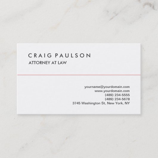 Classique Elegant Blanc Professionnel Carte de vis (Devant)