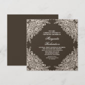 classique élégant marron damassé invitations de do (Devant / Derrière)