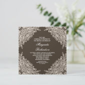classique élégant marron damassé invitations de do (Debout devant)