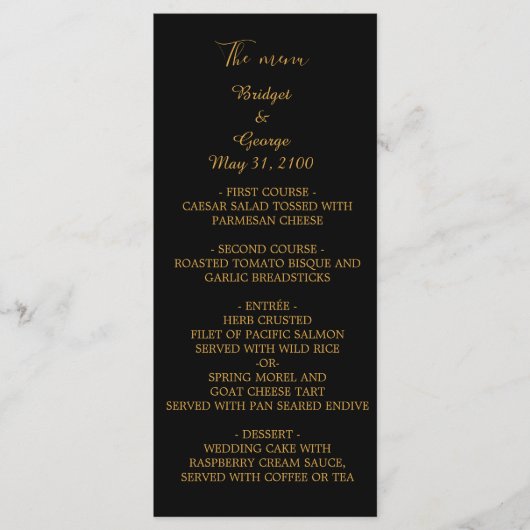 classique élégant menu et programme mariage (Devant)