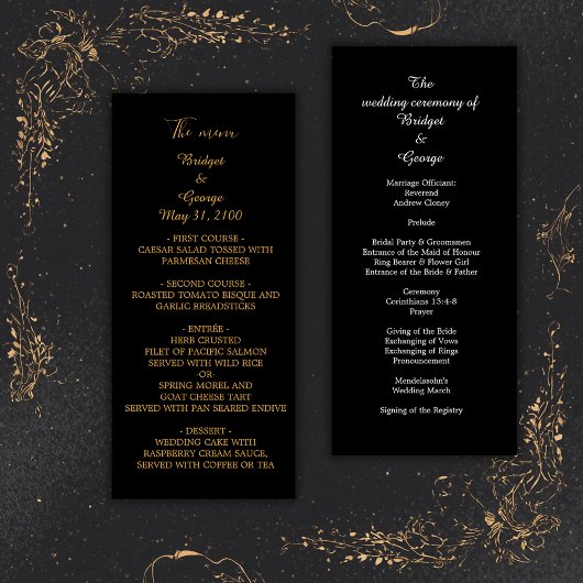 classique élégant menu et programme mariage