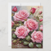 Classique Elégant rose Roses Invitations de mariag (Dos)