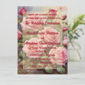 Classique Elégant rose Roses Invitations de mariag (Debout devant)