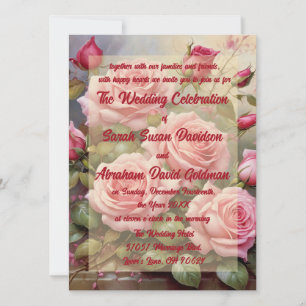 Classique Elégant rose Roses Invitations de mariag