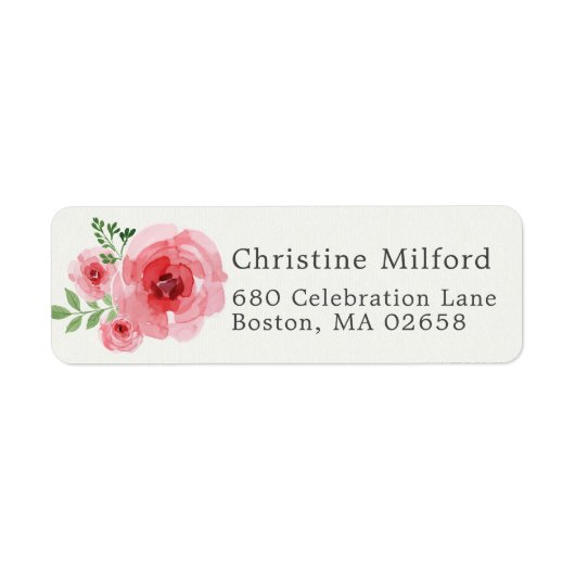 Classique Étiquette Adresse de Retour Florale Rose (Devant)