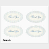 Classique Étiquette Mariage Merci Rayures Bleu Cla (Feuille)