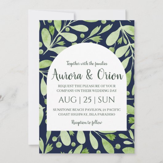 classique formel sauge vert invitation mariage (Devant)