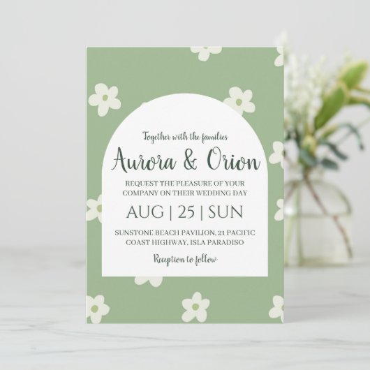 classique formel sauge vert invitation mariage (Debout devant)
