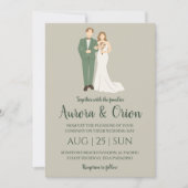 classique formel sauge vert invitation mariage (Devant)