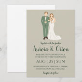 classique formel sauge vert invitation mariage (Devant / Derrière)