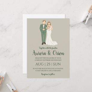 classique formel sauge vert invitation mariage