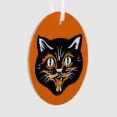 Classique Halloween Chat Noir Fangs Face Orange (devant)