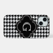 Classique Houndstooth Noir Blanc Avec Monogramme (Verso Horizontal)