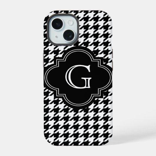 Classique Houndstooth Noir Blanc Avec Monogramme (Verso)