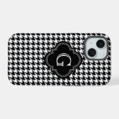 Classique Houndstooth Noir et Blanc avec Monogramm (Verso Horizontal)