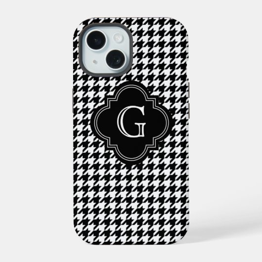 Classique Houndstooth Noir et Blanc avec Monogramm (Verso)