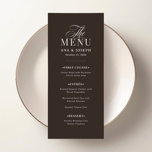 Classique Luxe | Menu de mariage Espresso Brun
