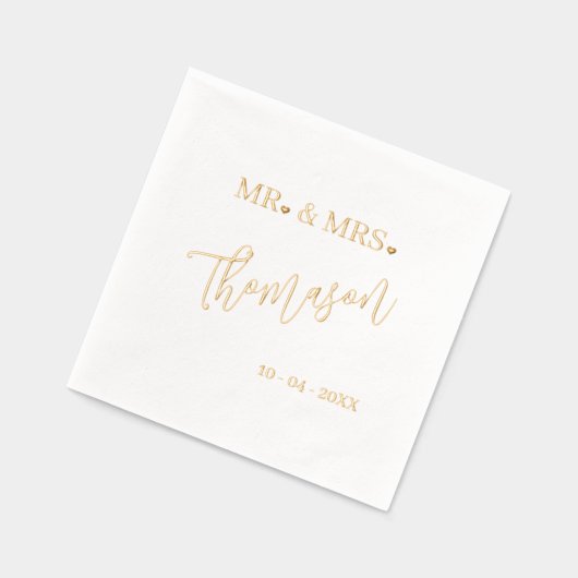 Classique M. et Mme Mariage Jour Date Rose Or (Gauche)