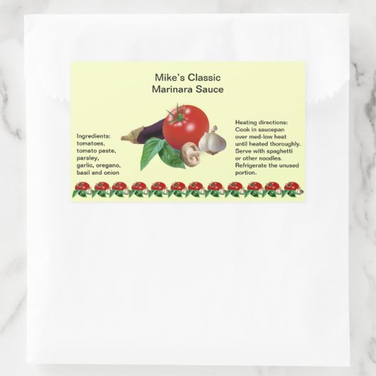 Classique Marinara Sauce Rectangle Étiquettes jarr (Sac)