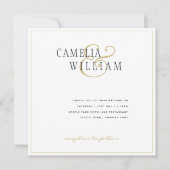 Classique moderne de Faire-part de mariage d'or bl (Devant)