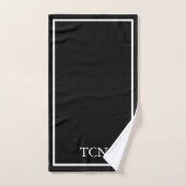 Classique Monogrammé Bordure Noir et Blanc (Serviette à main)