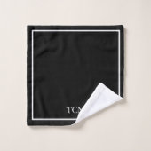 Classique Monogrammé Bordure Noir et Blanc (Gant de toilette)