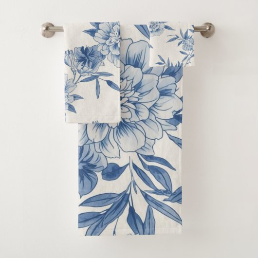 Classique motif toile fleurie bleu eau-forte sur f (En situation)