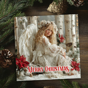 Classique Noël numérique ange rustique carte de vœ
