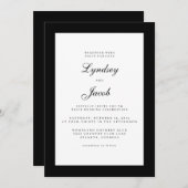 Classique Noir et Blanc Élégant Mariage Invitation (Devant / Derrière)