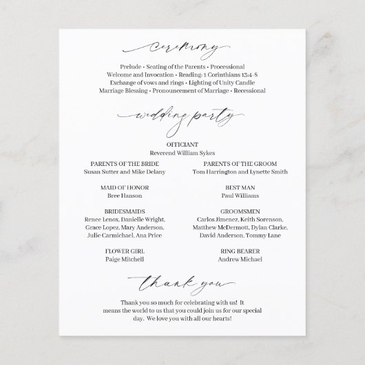 Classique Noir et Blanc Élégant programme de maria (Dos)