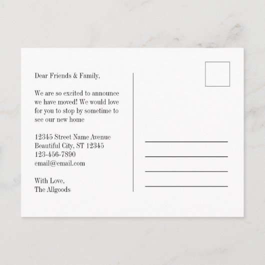 Classique Nous avons déplacé le Faire-part de dépl (Dos)