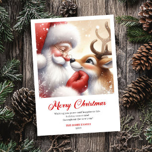 Classique Père Noël avec Rudolph Carte de vœux de