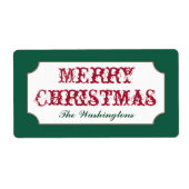 Classique personnalisé Vert Noël Cadeau Étiquette (Devant)