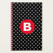 Classique pois noir et blanc avec monogramme rouge (Devant)