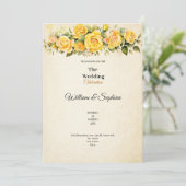 classique rose jaune vintage invitation de mariage (Debout devant)