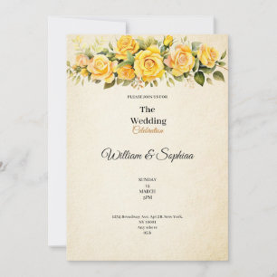 classique rose jaune vintage invitation de mariage