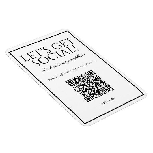 Classique Simple Blanc QR Code Social Media Magnet (Côté Droit)