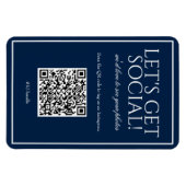 Classique simple bleu QR Code Social Media Magnet (Horizontal)