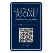 Classique simple bleu QR Code Social Media Magnet (Vertical)