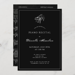 Classique Simple Noir Piano Considérant Invitation