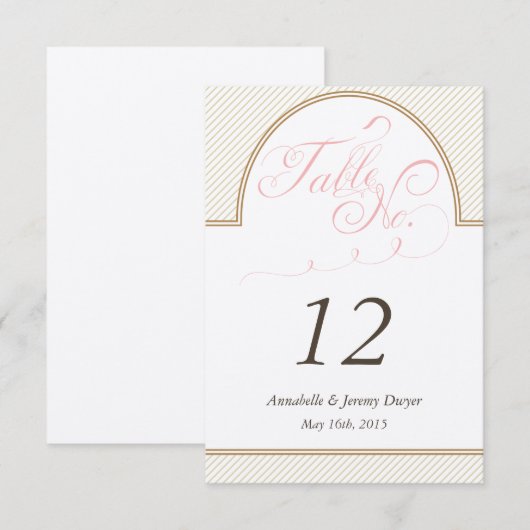 Classiques Rayures d'Or Numéro de Table (Devant / Derrière)