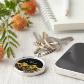 Classly Gold Zebra print FAUX Glitz Bow met naam Sleutelhanger (Zijkant)